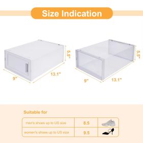 WAYTRIM Clear Plastic Shoe Storage Boxes, Foldable 18 Pack Stackable Shoe Organizer for Closet