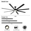 84 In Super Large Black Ceiling Fan with Remote Control