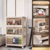 19.69" Side Wide Folding Storage Cabinet ,3 Tiers,19.69"×11.81"×31.1",Collapsible Storage Bins with Magnetic Door, Plastic Storage Cabinet with Wheels