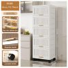 15.75" Side Wide 5-Layers Flip Open Storage Box With Wheels, Movable Storage Cabinet, Kitchen Shelf, Movable Storage Island, Home Organization