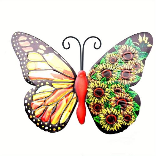 1pc/4pcs, Metal Butterfly Wall Art Decor, 3D Outdoor Sculpture Iron Outdoor Hanging Decor Ornaments, Metal Hand-made Butterfly Wall Art